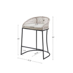 Woven Counter Stool with Upholstered Seat Natural Metal Bar Stools