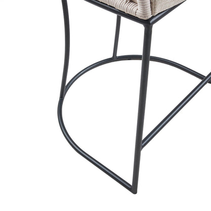Woven Counter Stool with Upholstered Seat Natural Metal Bar Stools