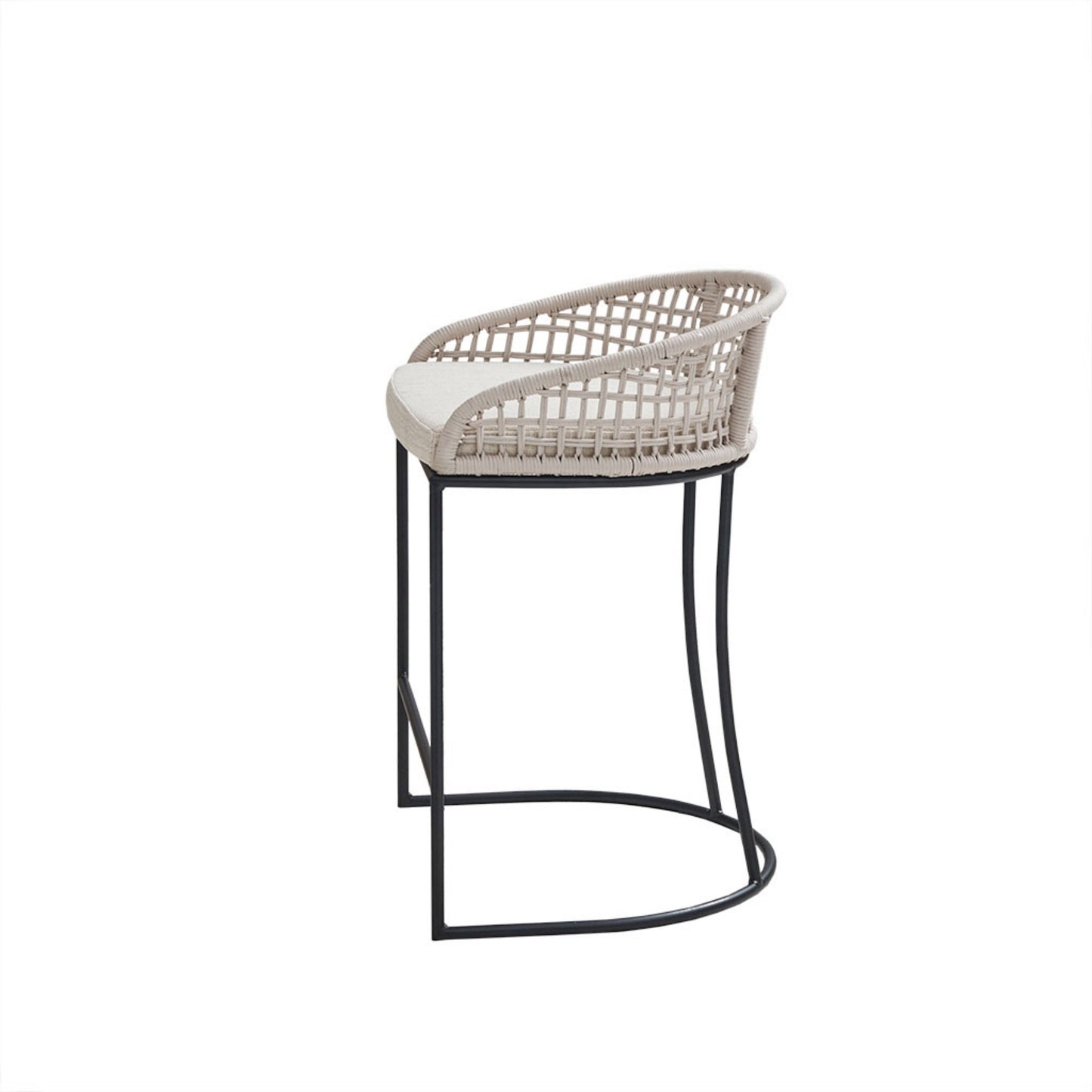 Woven Counter Stool with Upholstered Seat Natural Metal Bar Stools