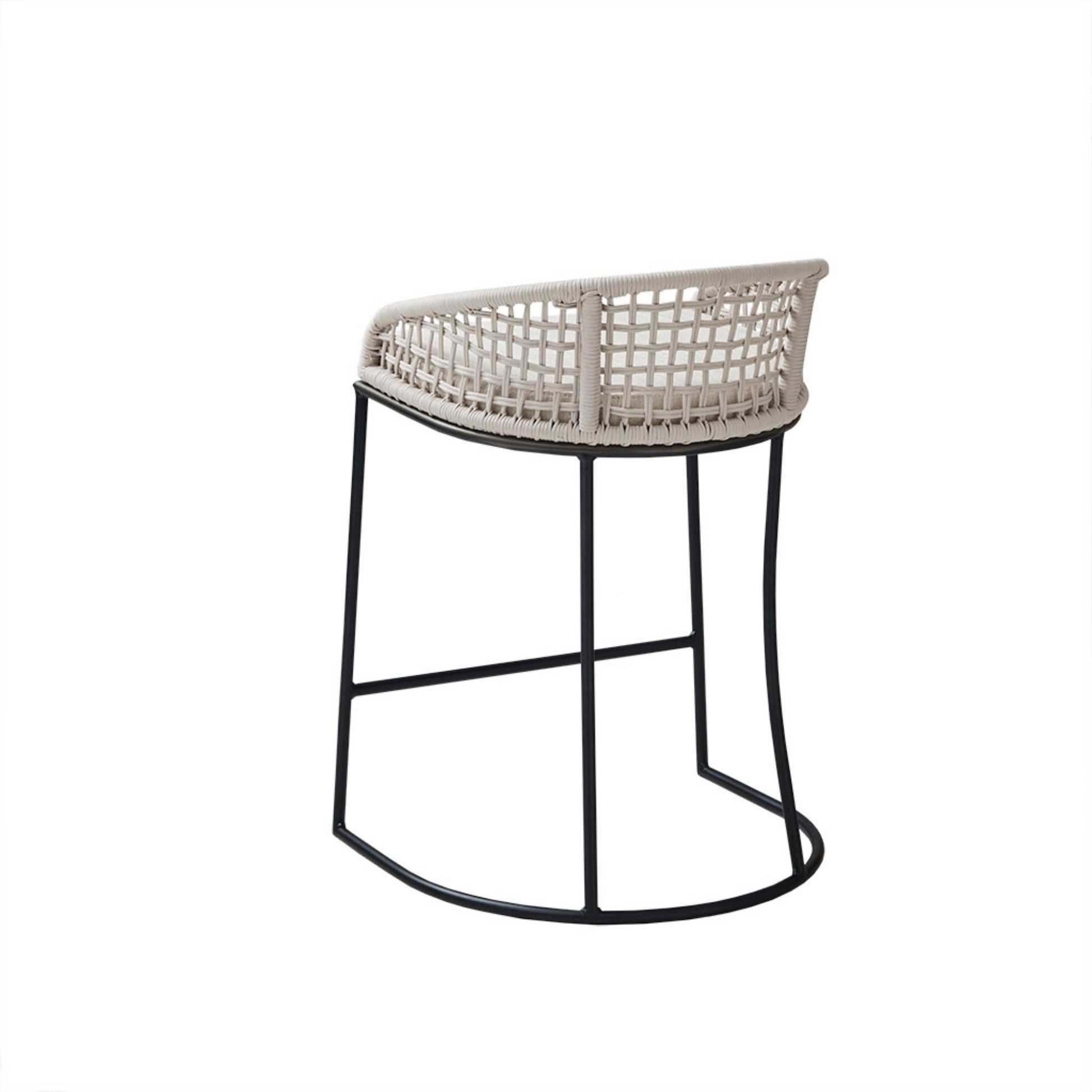 Woven Counter Stool with Upholstered Seat Natural Metal Bar Stools