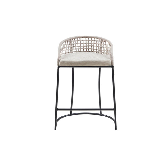 Woven Counter Stool with Upholstered Seat Natural Metal Bar Stools