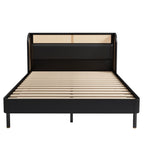 Yara 3 Pieces Modern Cannage Rattan Platform Queen Bed + Nightstands (2) Set