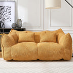 Yellow Chenille Beanbag Chair for Two, 73x39x31 In.