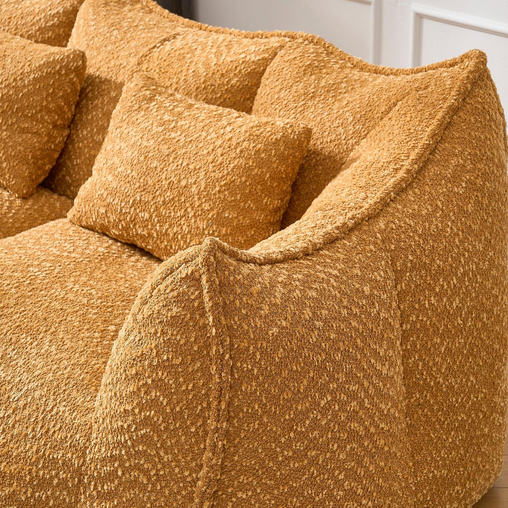 Yellow Chenille Beanbag Chair for Two, 73x39x31 In.