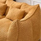 Yellow Chenille Beanbag Chair for Two, 73x39x31 In.