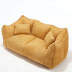 Yellow Chenille Beanbag Chair for Two, 73x39x31 In.