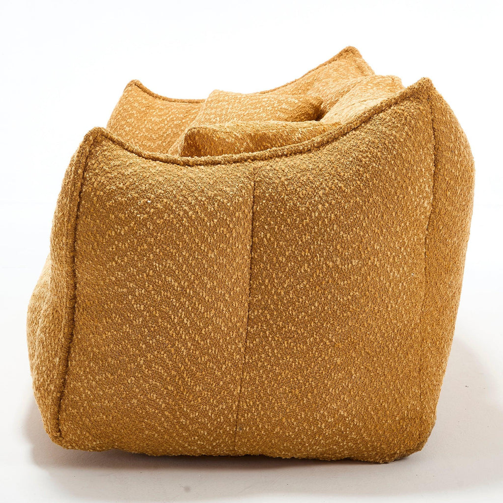 Yellow Chenille Beanbag Chair for Two, 73x39x31 In.
