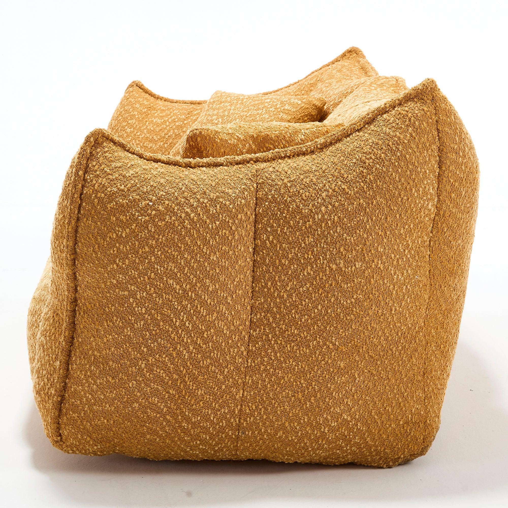 Yellow Chenille Beanbag Chair for Two, 73x39x31 In.