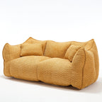 Yellow Chenille Beanbag Chair for Two, 73x39x31 In.