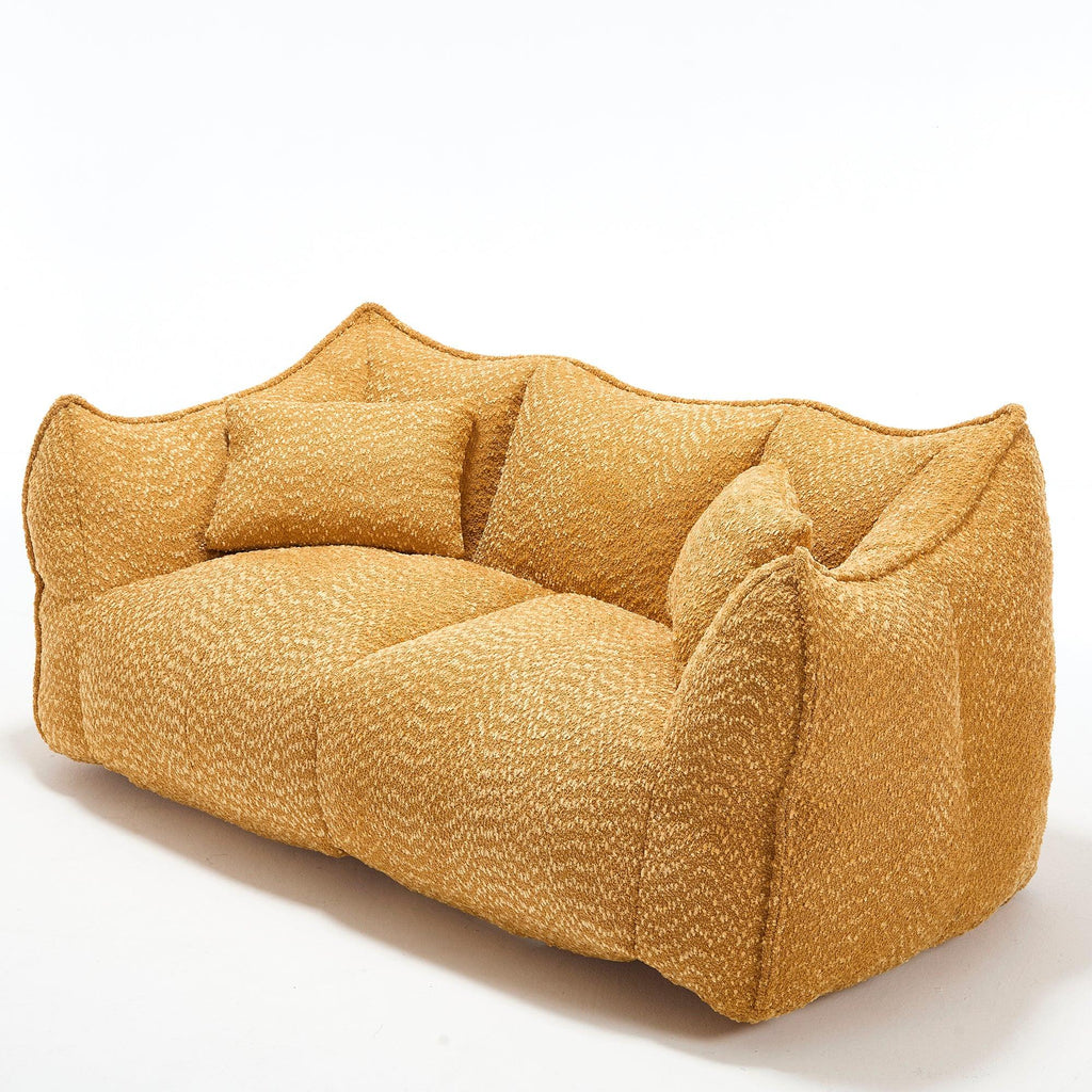 Yellow Chenille Beanbag Chair for Two, 73x39x31 In.