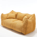 Yellow Chenille Beanbag Chair for Two, 73x39x31 In.