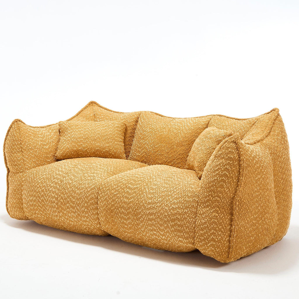 Yellow Chenille Beanbag Chair for Two, 73x39x31 In.