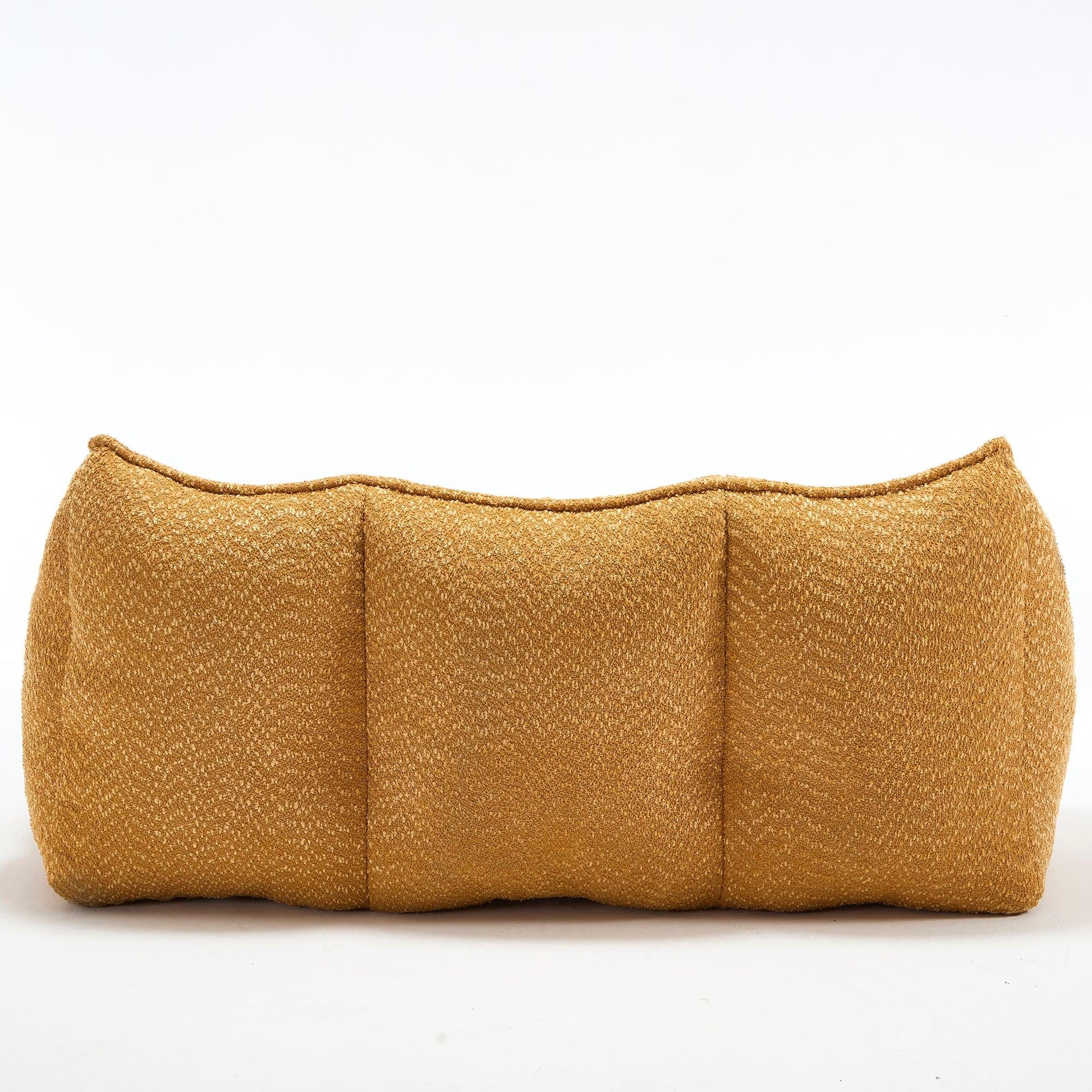 Yellow Chenille Beanbag Chair for Two, 73x39x31 In.
