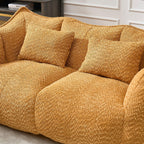Yellow Chenille Beanbag Chair for Two, 73x39x31 In.