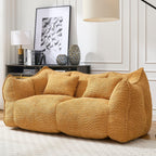Yellow Chenille Beanbag Chair for Two, 73x39x31 In.