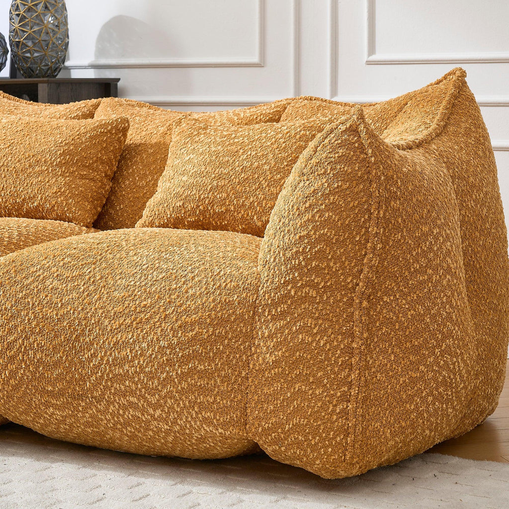 Yellow Chenille Beanbag Chair for Two, 73x39x31 In.