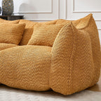 Yellow Chenille Beanbag Chair for Two, 73x39x31 In.