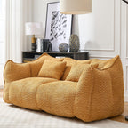 Yellow Chenille Beanbag Chair for Two, 73x39x31 In.