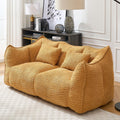 Yellow Chenille Beanbag Chair for Two, 73x39x31 In.