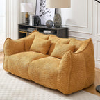 Yellow Chenille Beanbag Chair for Two, 73x39x31 In.