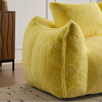 Giant Bean Bag Couch for Adults, Ultra Soft Fluffy Loveseat Bean Bag Sofa, Oversized Chase Lounge Chair Indoor for Living Room Bedroom, No Assembly Required Cozy Reading Chair with Pillows, Yellow