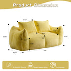Giant Bean Bag Couch for Adults, Ultra Soft Fluffy Loveseat Bean Bag Sofa, Oversized Chase Lounge Chair Indoor for Living Room Bedroom, No Assembly Required Cozy Reading Chair with Pillows, Yellow