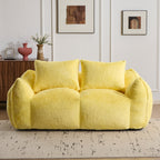 Giant Bean Bag Couch for Adults, Ultra Soft Fluffy Loveseat Bean Bag Sofa, Oversized Chase Lounge Chair Indoor for Living Room Bedroom, No Assembly Required Cozy Reading Chair with Pillows, Yellow