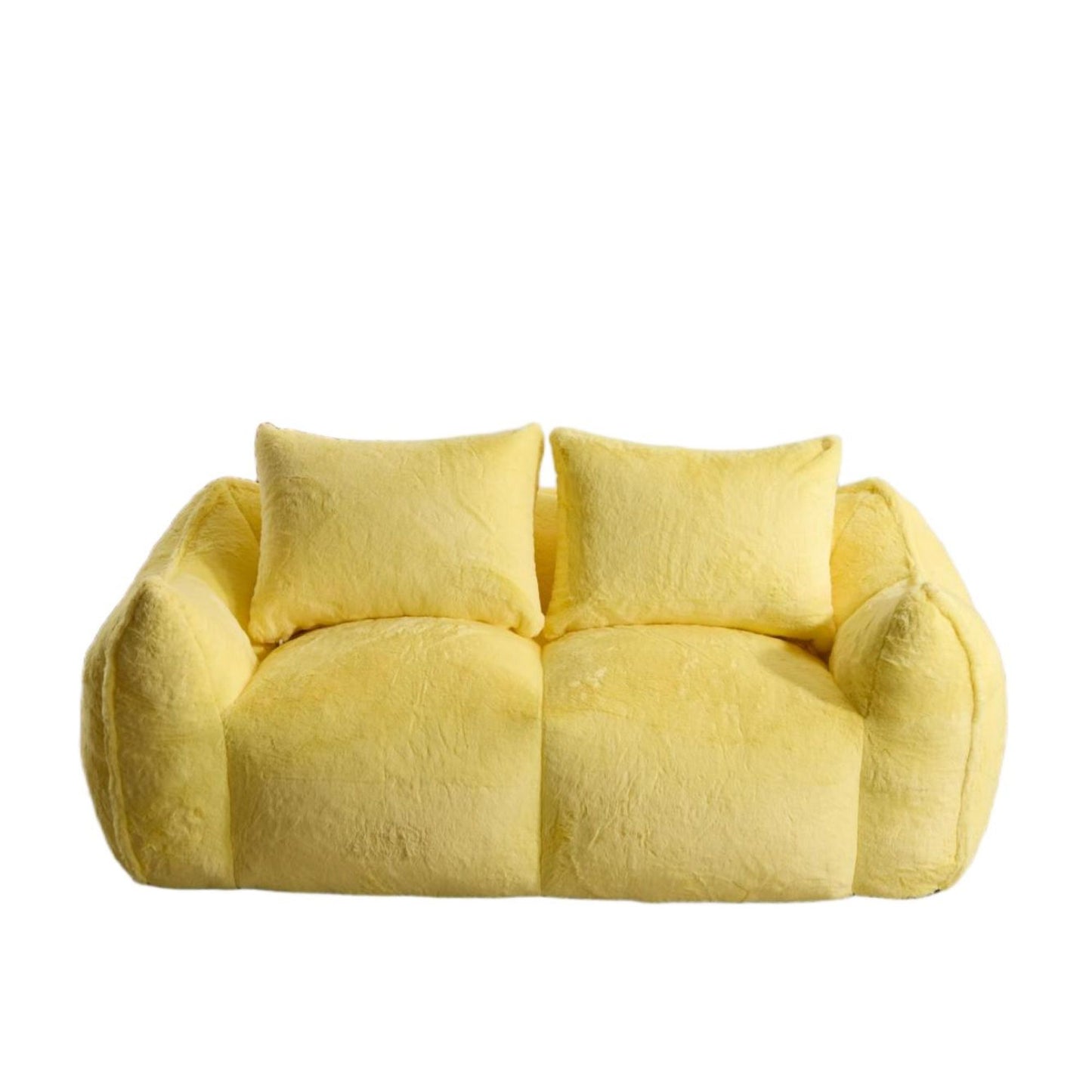 Giant Bean Bag Couch for Adults, Ultra Soft Fluffy Loveseat Bean Bag Sofa, Oversized Chase Lounge Chair Indoor for Living Room Bedroom, No Assembly Required Cozy Reading Chair with Pillows, Yellow