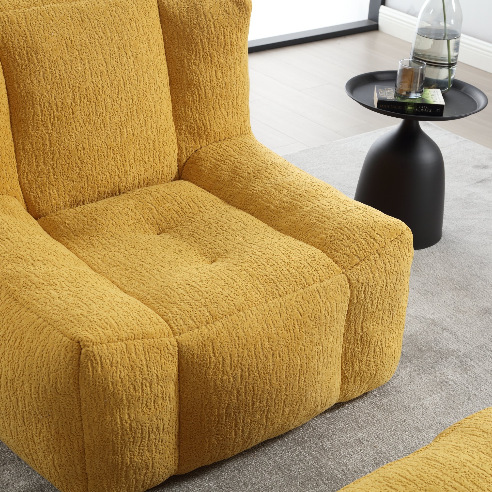 Fluffy bean bag chair, comfortable bean bag for adults, super soft lazy sofa chair with memory foam and ottoman, indoor modern focus bean bag chair for living room, bedroom, apartment