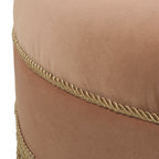 Yolanda 24' Round Upholstered Accent Ottoman, Peach Orange Velvet with Gold Trim