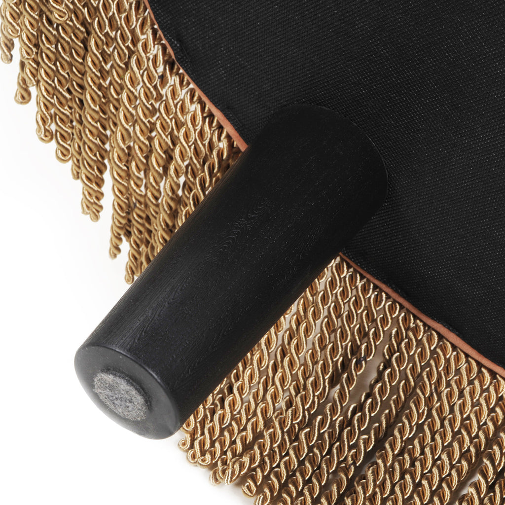 Yolanda 24' Round Upholstered Accent Ottoman, Peach Orange Velvet with Gold Trim