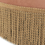 Yolanda 24' Round Upholstered Accent Ottoman, Peach Orange Velvet with Gold Trim