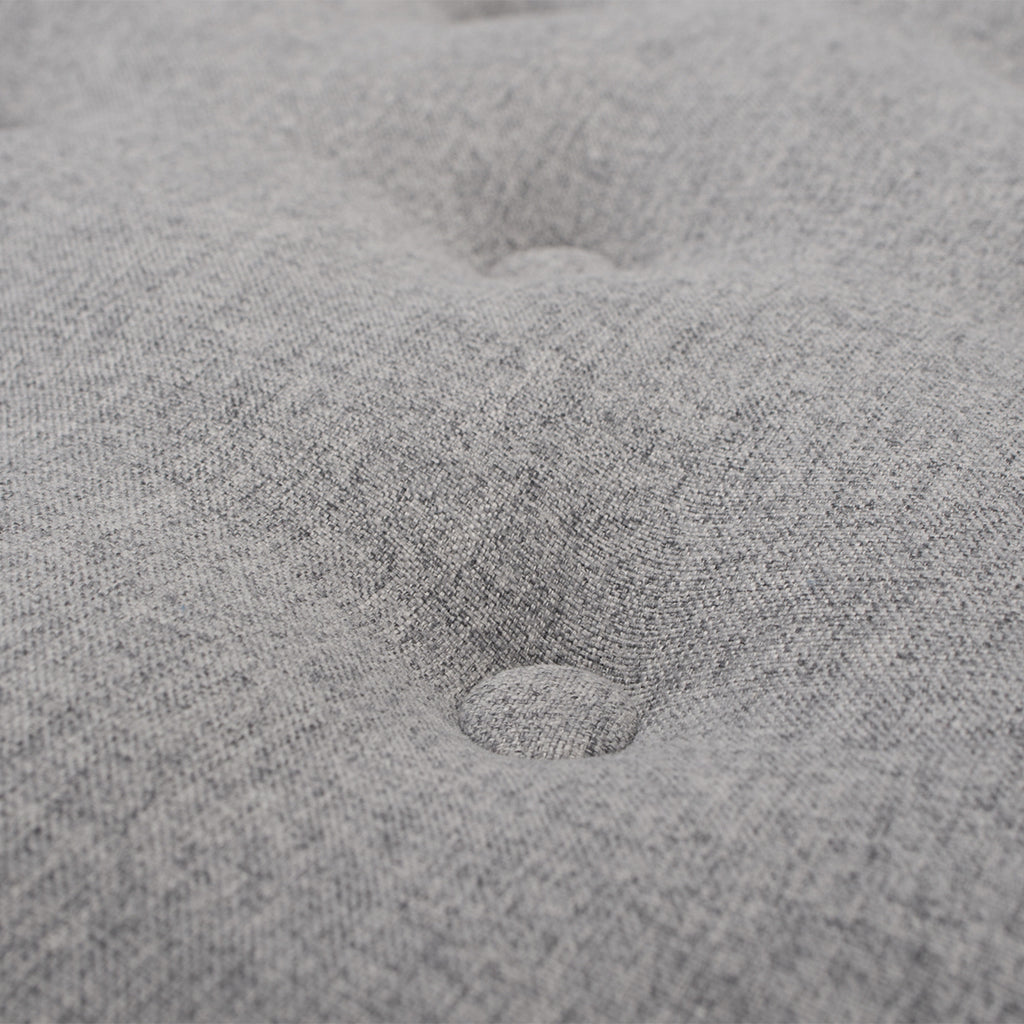 Yolanda 24' Round Upholstered Accent Ottoman, Light Gray Polyester with Ivory Trim