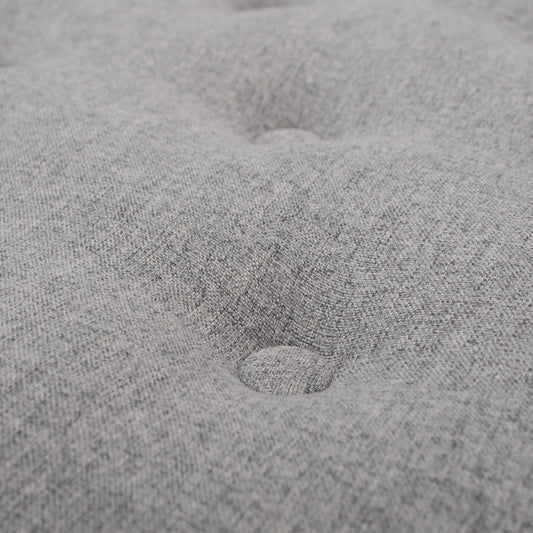 Yolanda 24' Round Upholstered Accent Ottoman, Light Gray Polyester with Ivory Trim