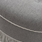 Yolanda 24' Round Upholstered Accent Ottoman, Light Gray Polyester with Ivory Trim