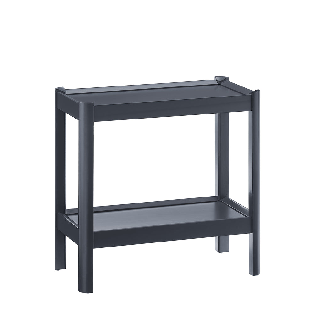 Yonda Matte Black Nightstand with Two Shelves, Solid Poplar and MDF Construction, Modern Design for Bedroom Storage