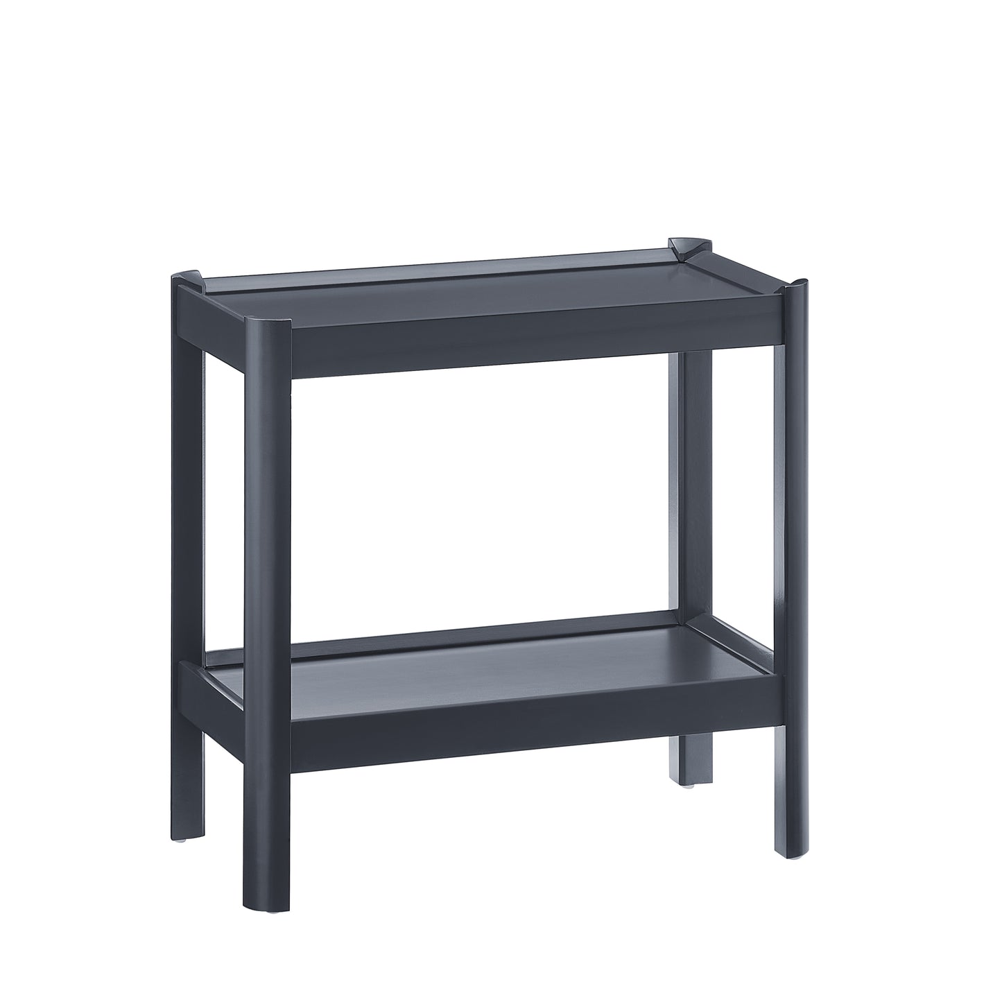 Yonda Matte Black Nightstand with Two Shelves, Solid Poplar and MDF Construction, Modern Design for Bedroom Storage