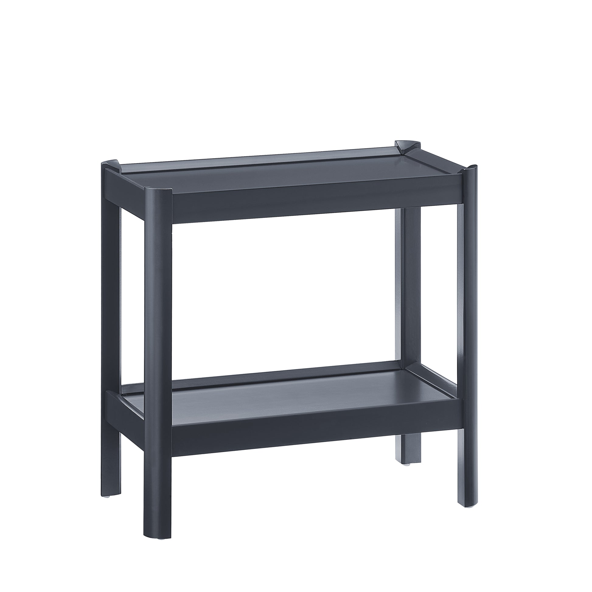 Yonda Matte Black Nightstand with Two Shelves, Solid Poplar and MDF Construction, Modern Design for Bedroom Storage