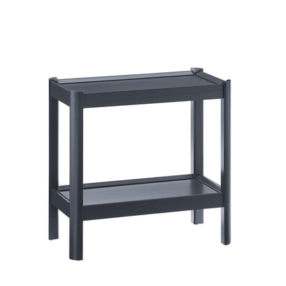 Yonda Matte Black Nightstand with Two Shelves, Solid Poplar and MDF Construction, Modern Design for Bedroom Storage