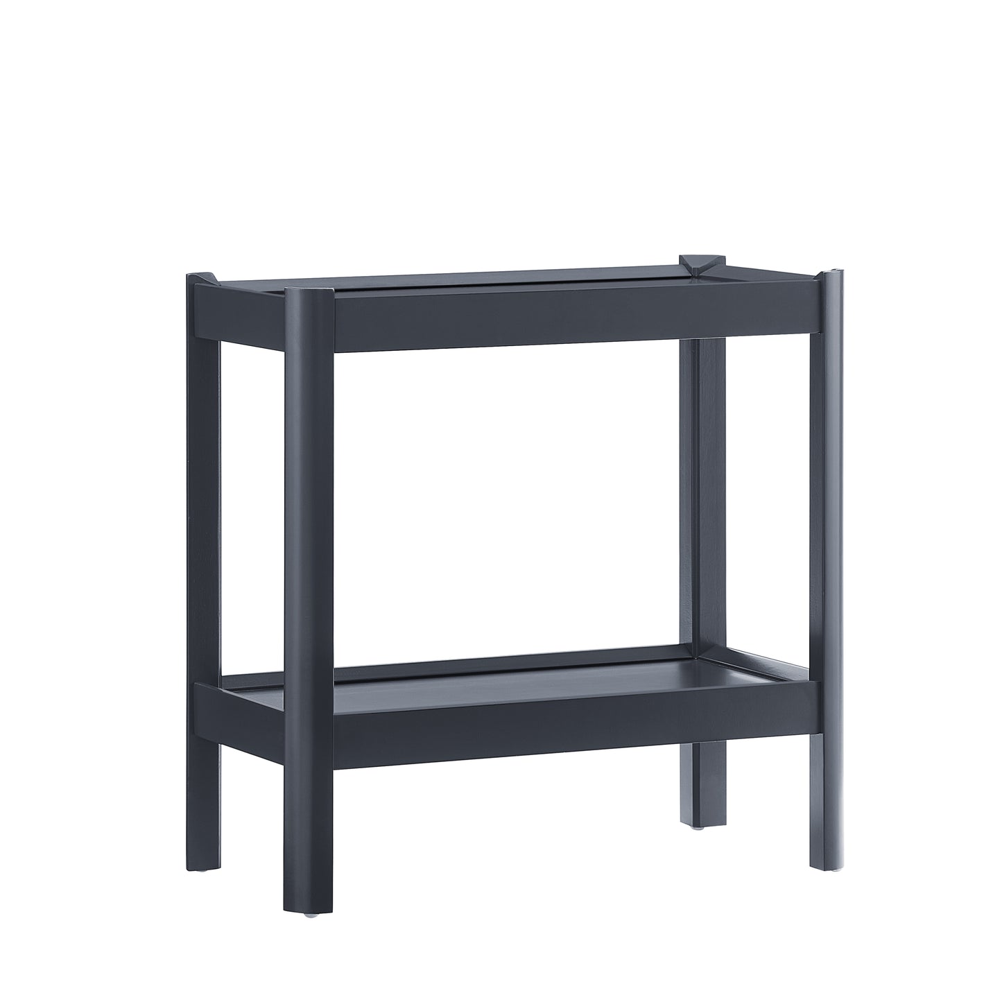 Yonda Matte Black Nightstand with Two Shelves, Solid Poplar and MDF Construction, Modern Design for Bedroom Storage
