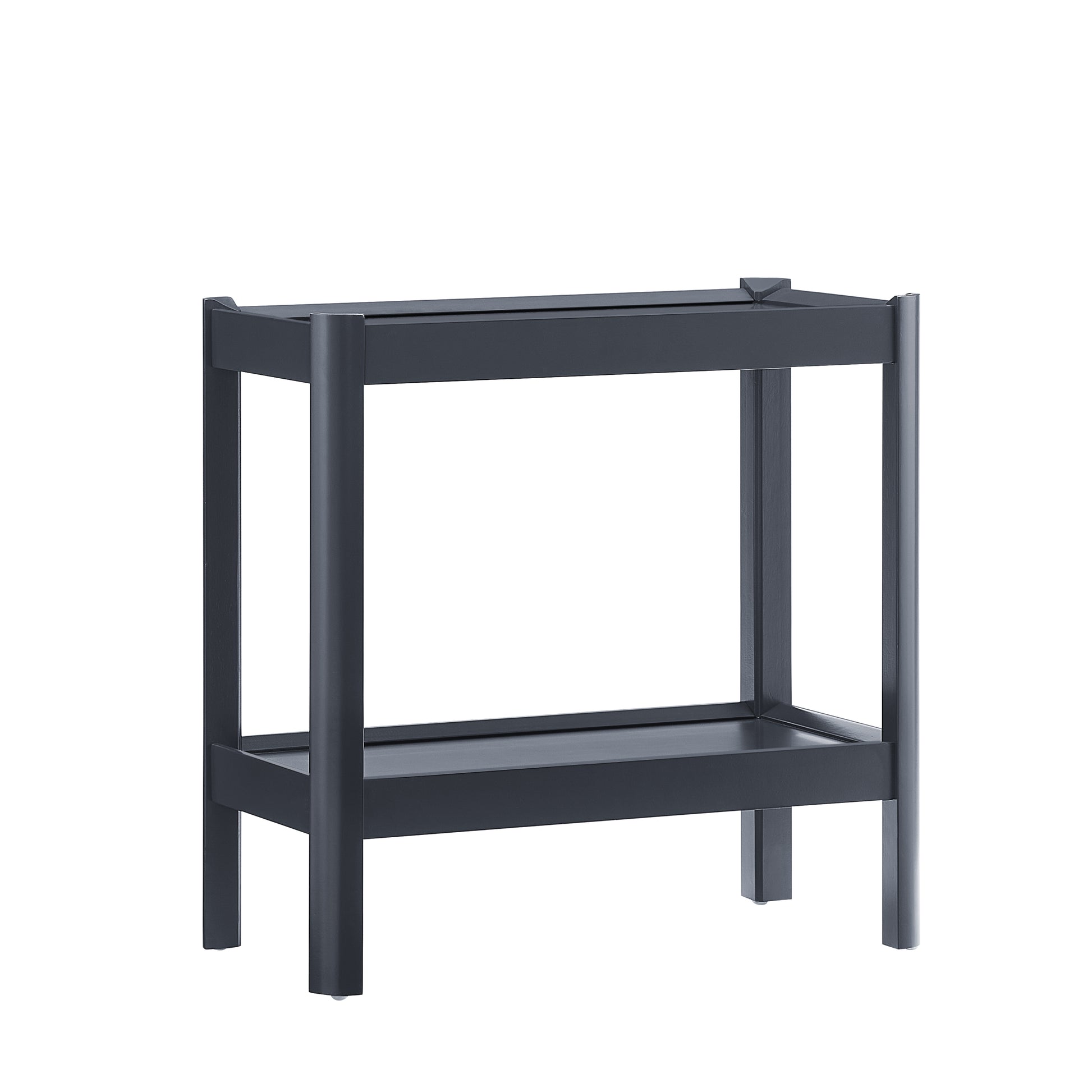 Yonda Matte Black Nightstand with Two Shelves, Solid Poplar and MDF Construction, Modern Design for Bedroom Storage