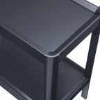 Yonda Matte Black Nightstand with Two Shelves, Solid Poplar and MDF Construction, Modern Design for Bedroom Storage