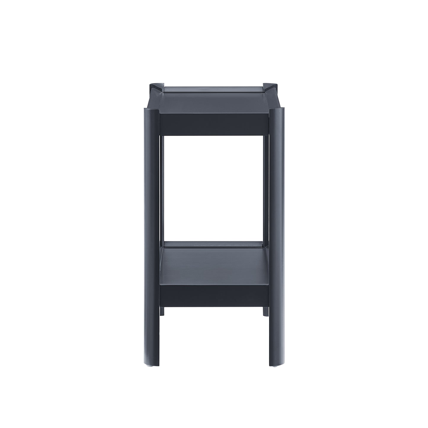 Yonda Matte Black Nightstand with Two Shelves, Solid Poplar and MDF Construction, Modern Design for Bedroom Storage