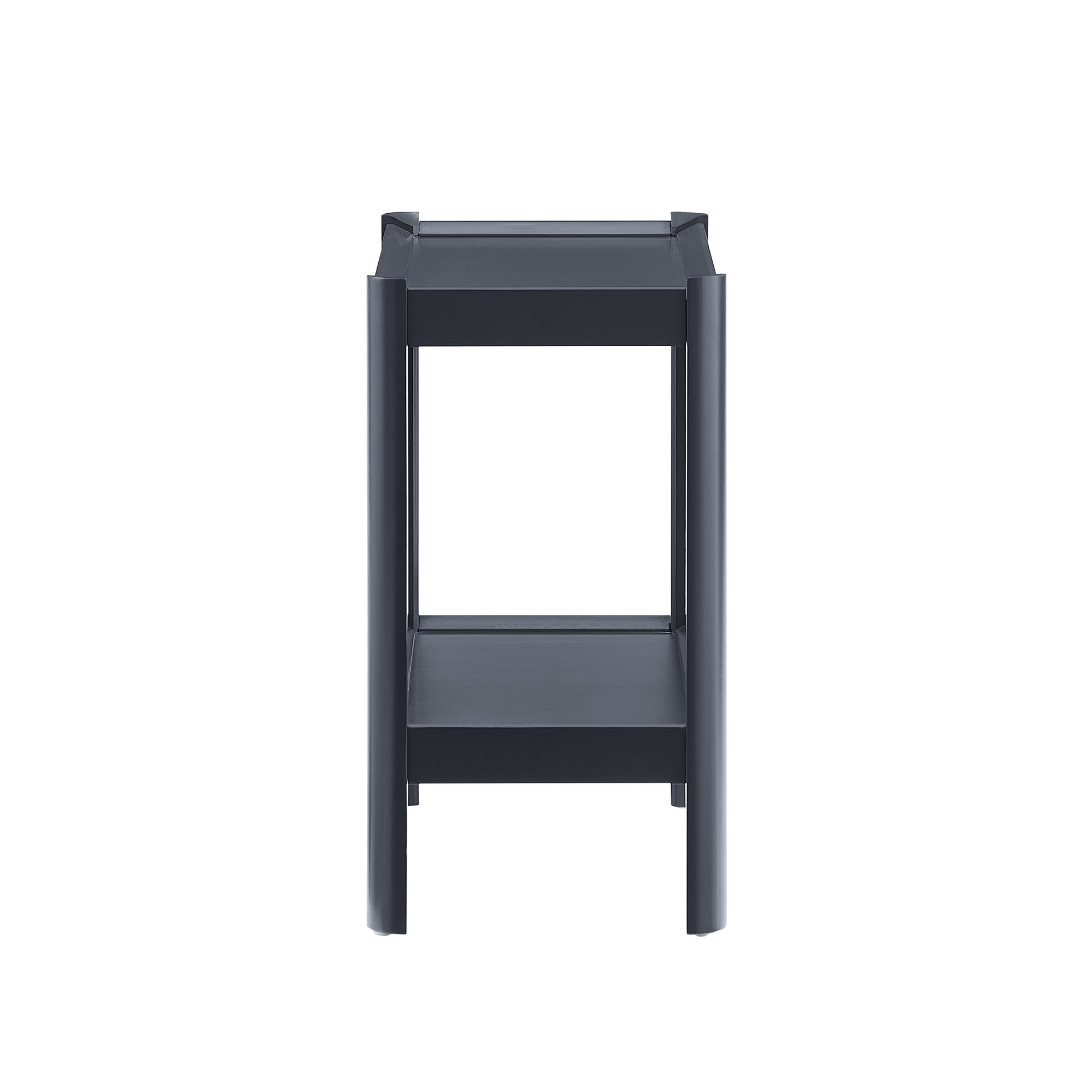 Yonda Matte Black Nightstand with Two Shelves, Solid Poplar and MDF Construction, Modern Design for Bedroom Storage