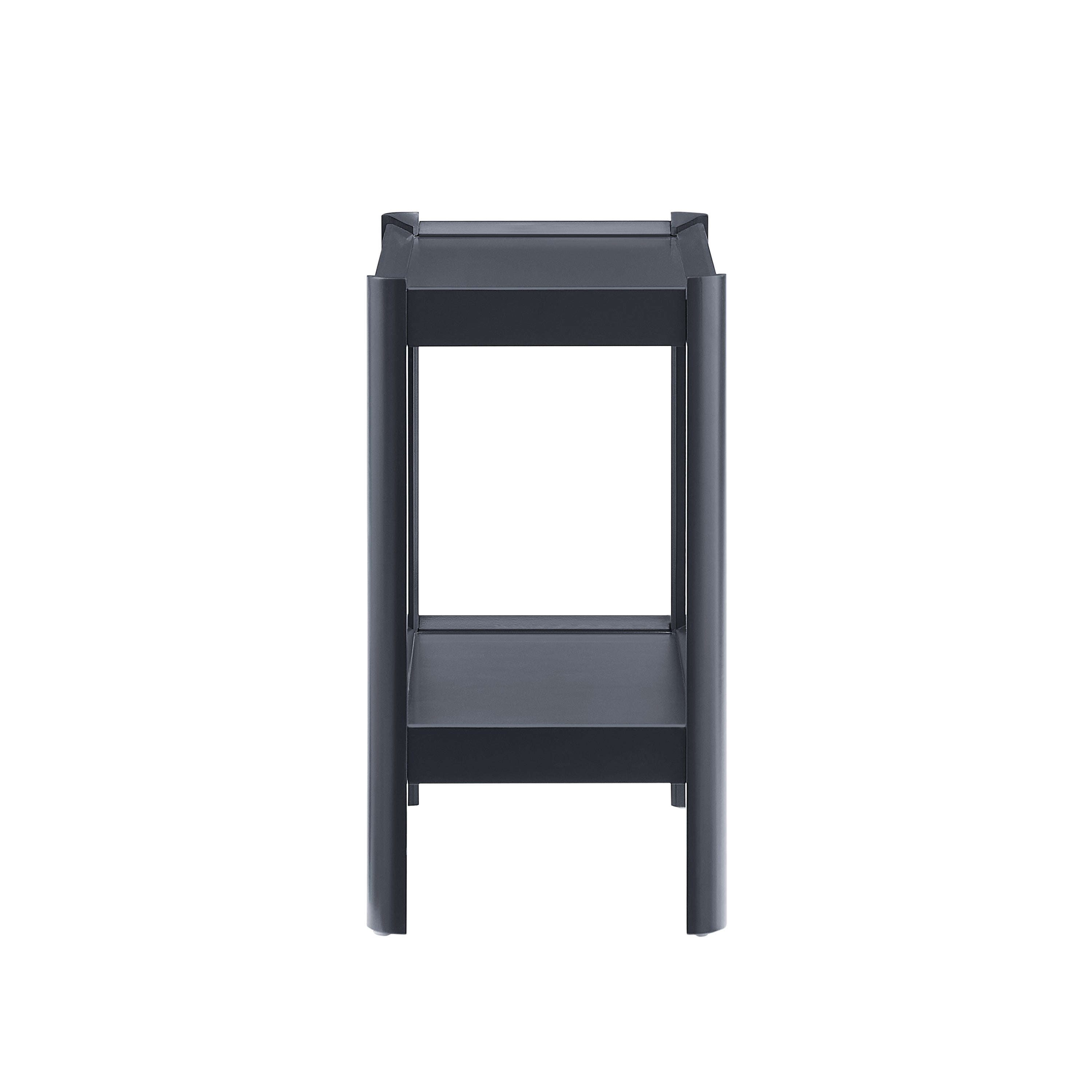 Yonda Matte Black Nightstand with Two Shelves, Solid Poplar and MDF Construction, Modern Design for Bedroom Storage