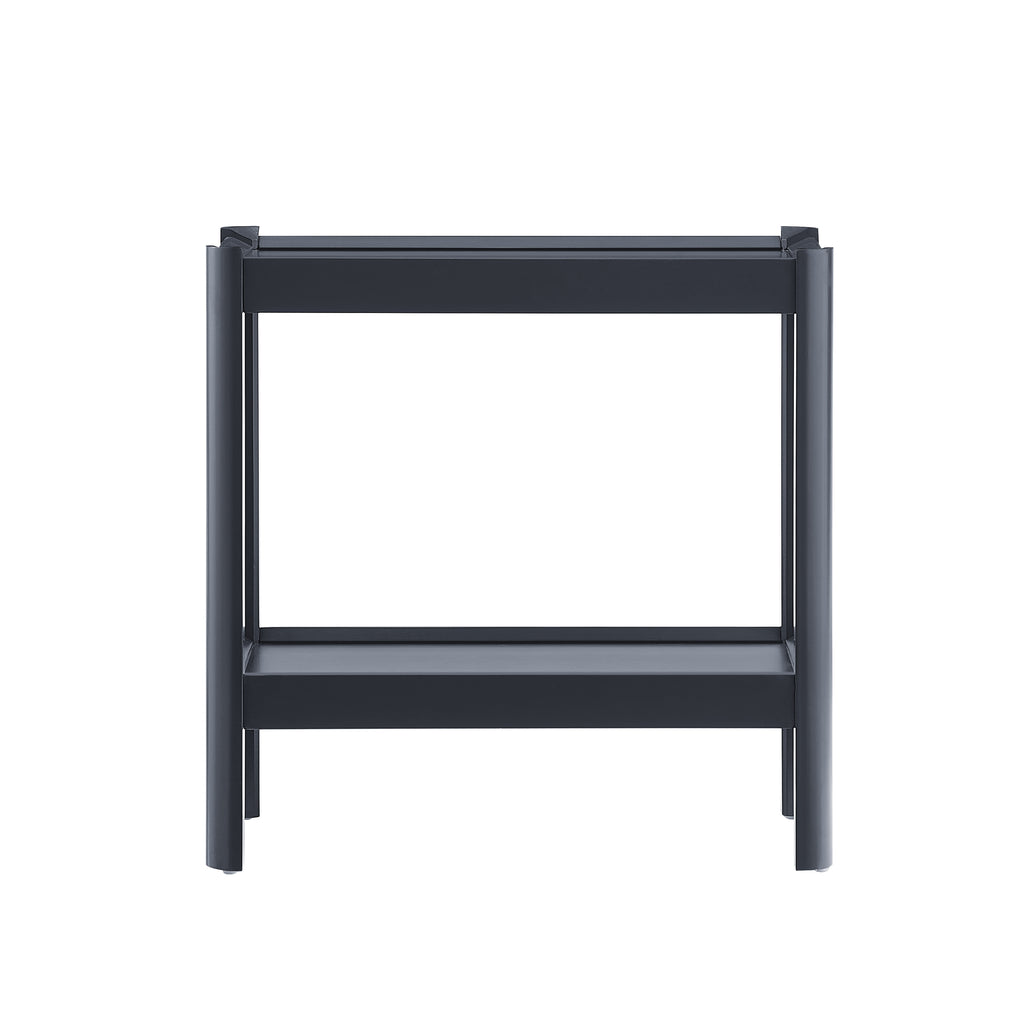 Yonda Matte Black Nightstand with Two Shelves, Solid Poplar and MDF Construction, Modern Design for Bedroom Storage