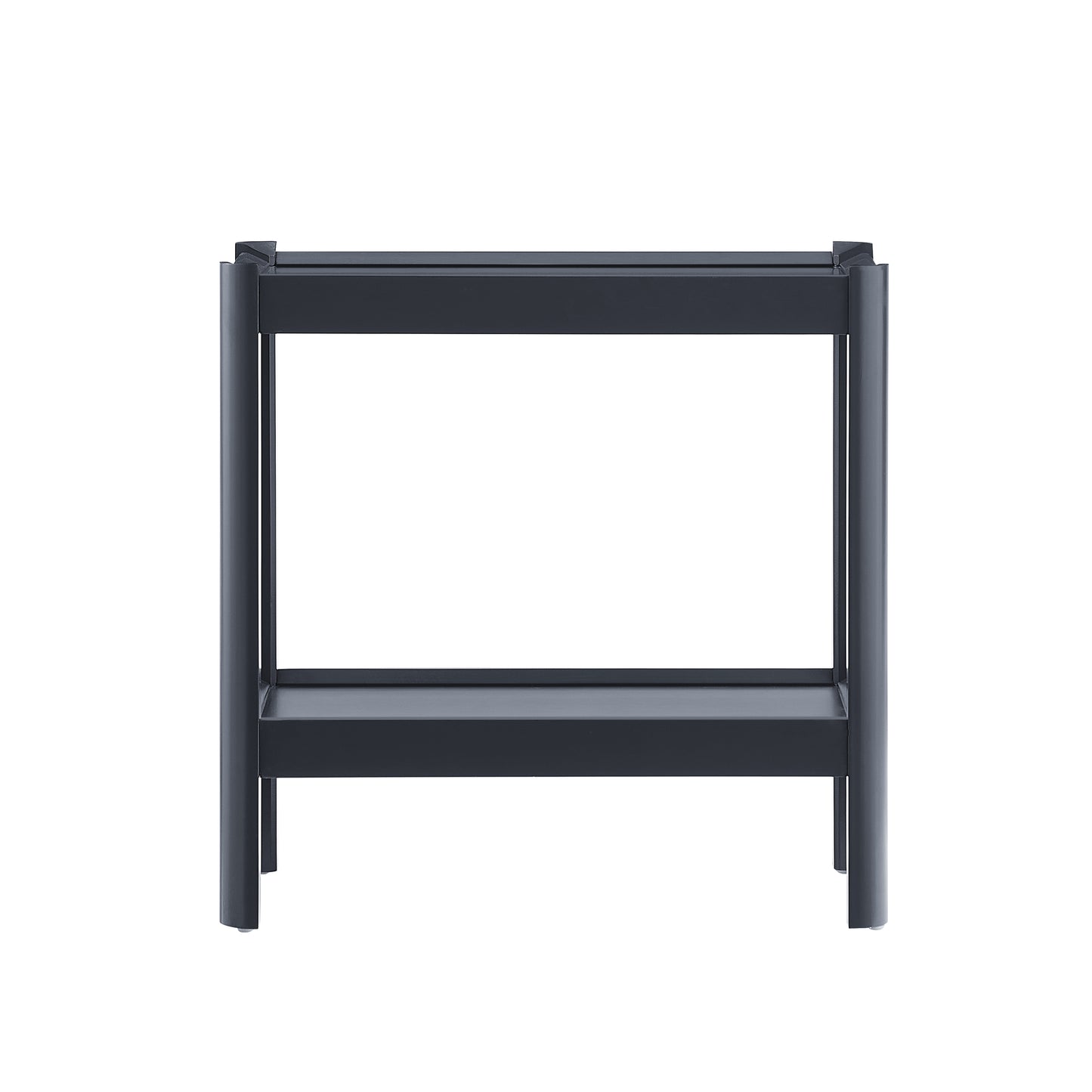 Yonda Matte Black Nightstand with Two Shelves, Solid Poplar and MDF Construction, Modern Design for Bedroom Storage