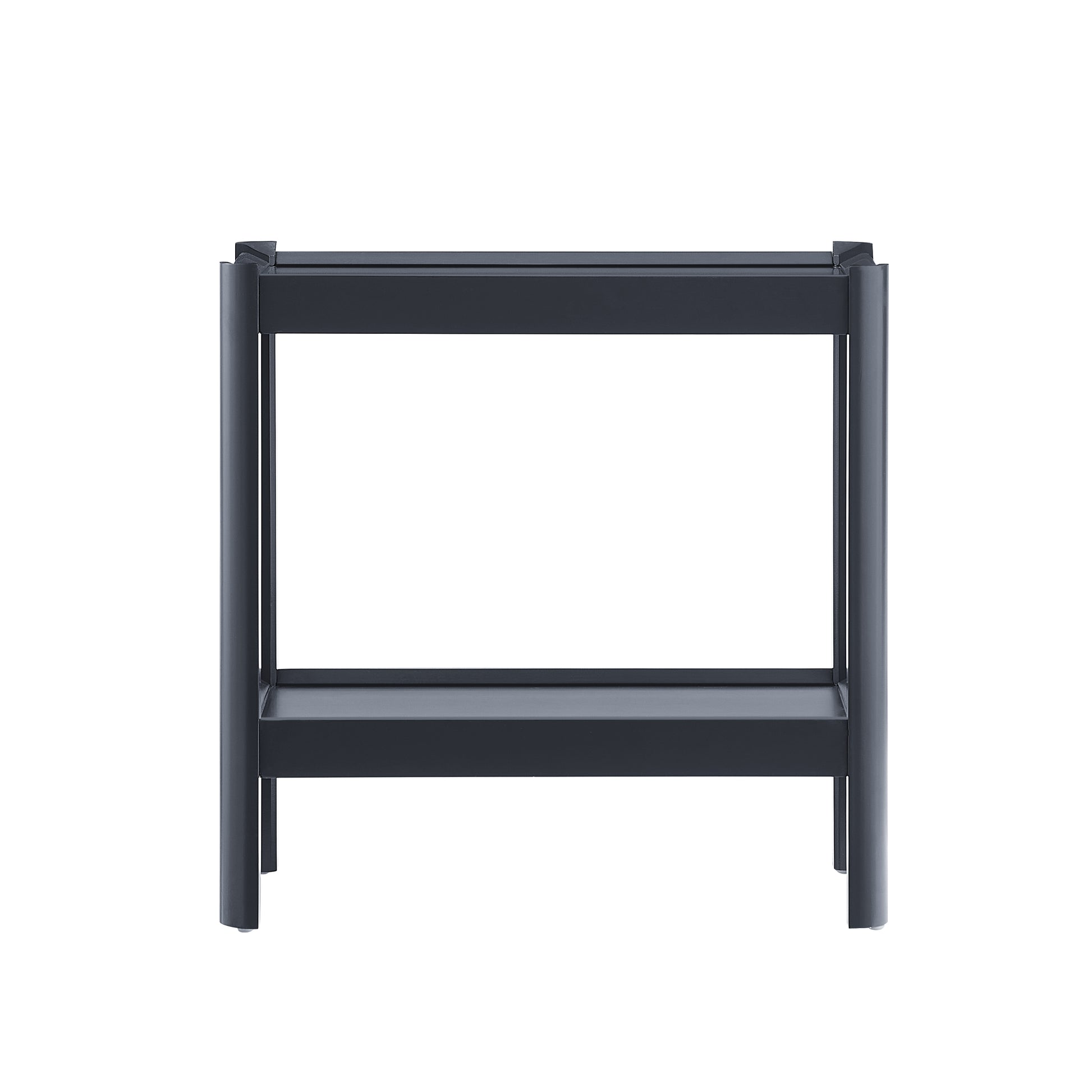 Yonda Matte Black Nightstand with Two Shelves, Solid Poplar and MDF Construction, Modern Design for Bedroom Storage