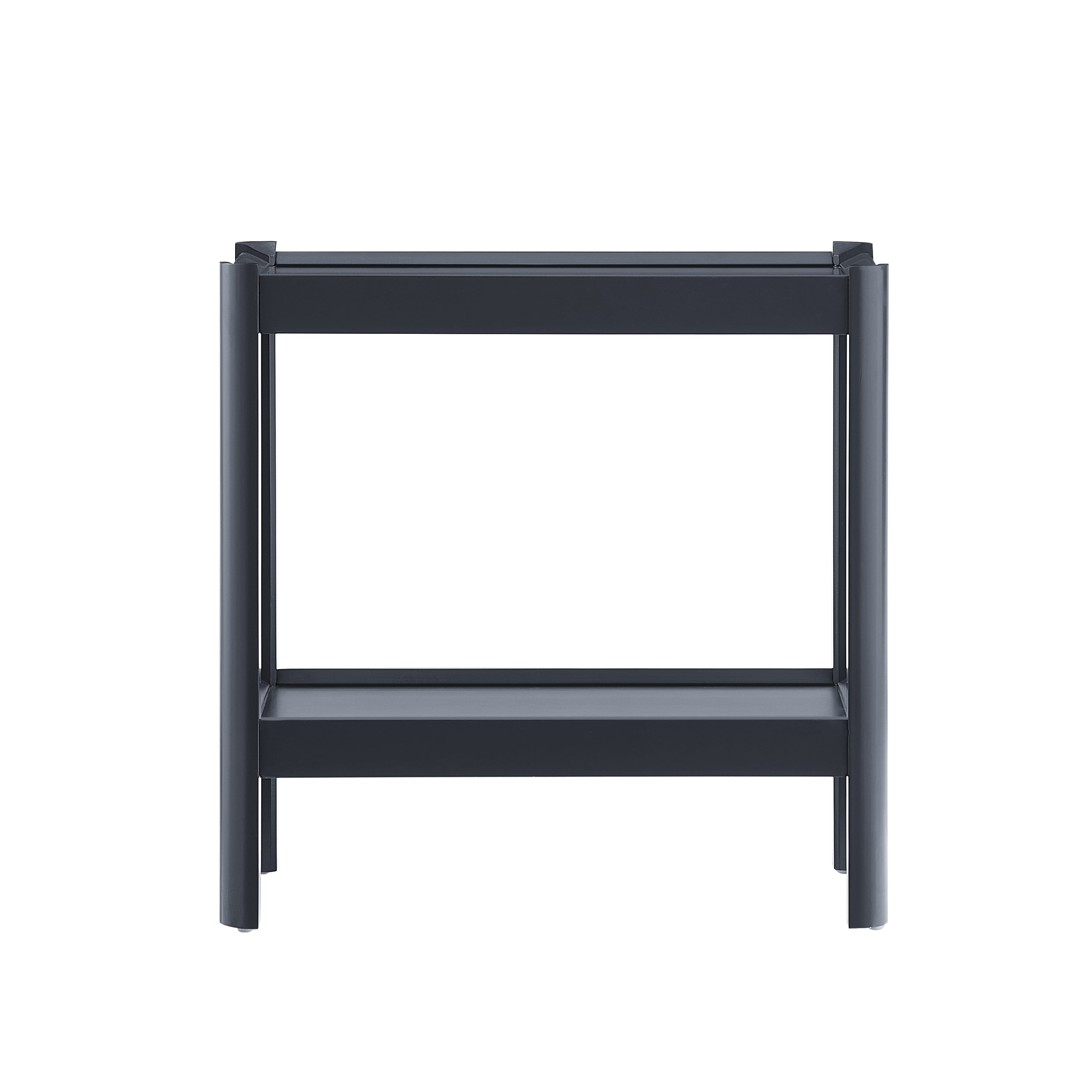 Yonda Matte Black Nightstand with Two Shelves, Solid Poplar and MDF Construction, Modern Design for Bedroom Storage
