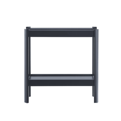 Yonda Matte Black Nightstand with Two Shelves, Solid Poplar and MDF Construction, Modern Design for Bedroom Storage
